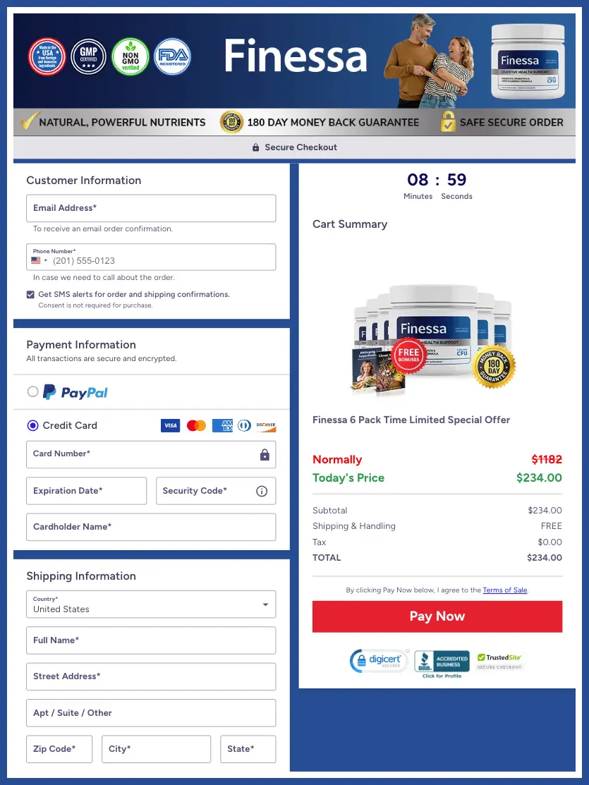 Finessa Official Website Secure Order Page